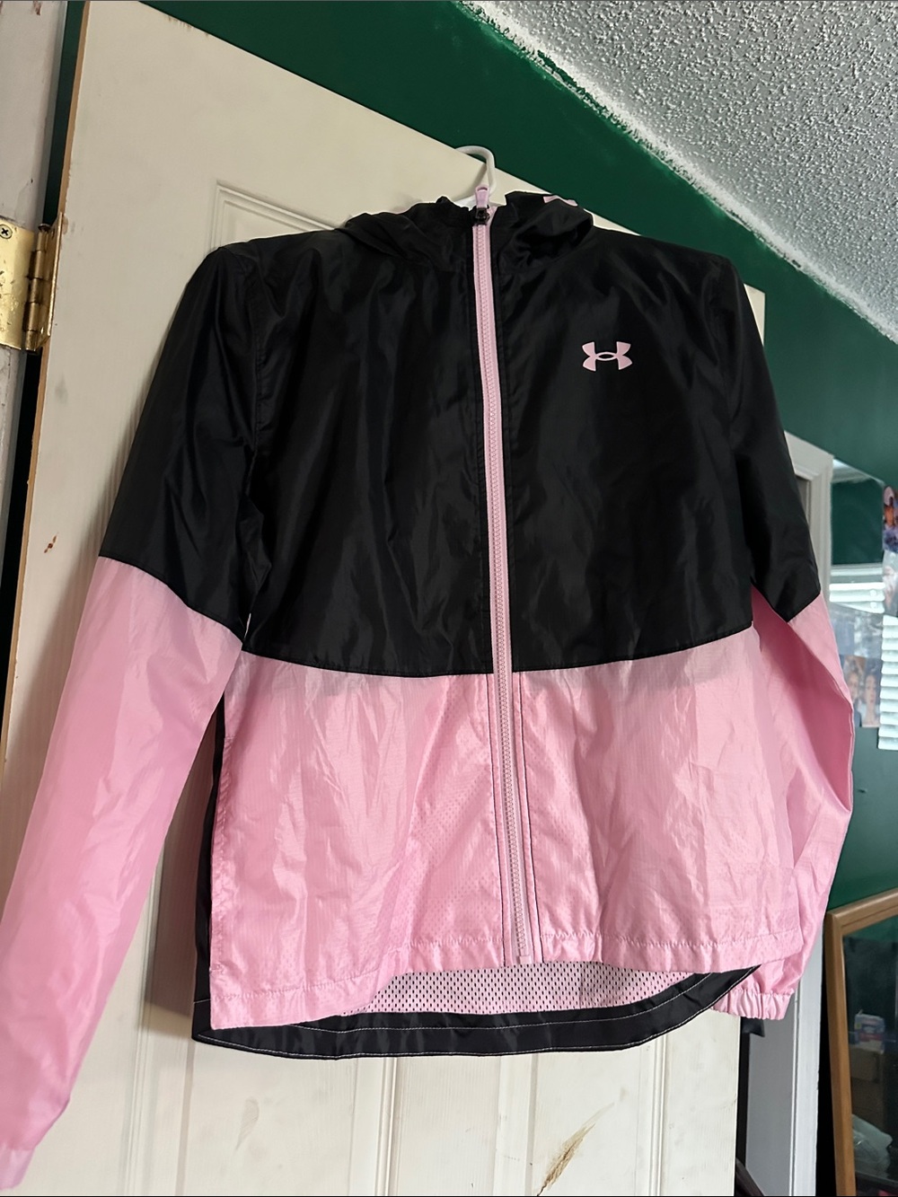 Under Armour Black & Pink Hooded Windbreaker for Kids